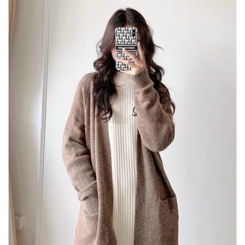 Áo Khoác Cardigan Len Lông Thỏ Dáng 2 Túi Trước M440 | BigBuy360 - bigbuy360.vn