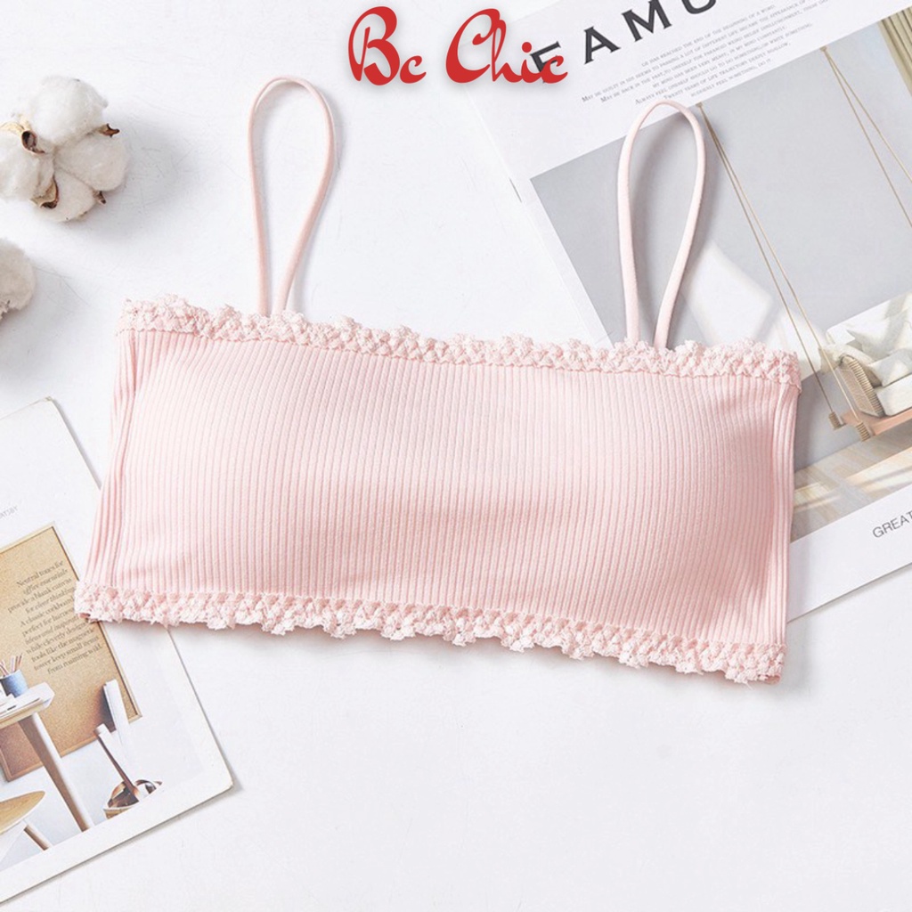 Áo Lót Nữ , Áo bra gân tăm viền cài sau 2 dây nâng ngực sexy điệu đà mẫu B636 BC_CHIC LINGERIE