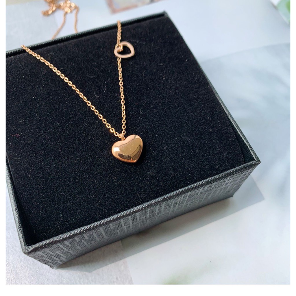 Vòng cổ thép titan mạ vàng 18k mặt hình trái tim thời trang xinh xắn