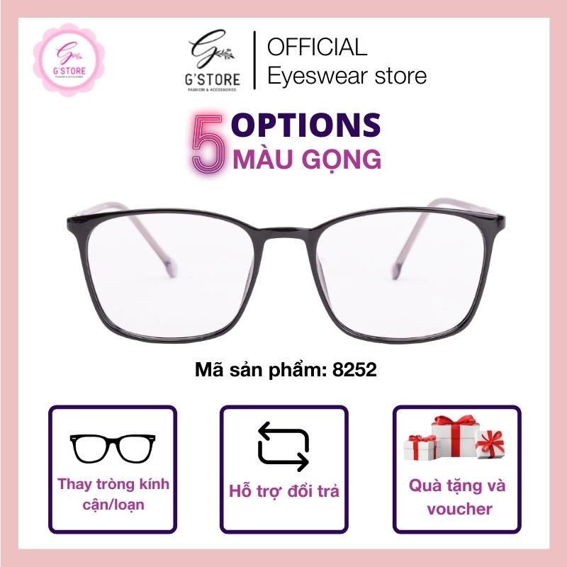 Kính mắt nữ vuông dễ đeo bền đẹp, Gọng kính vuông nhựa dẻo càng cốt kim loại 8252