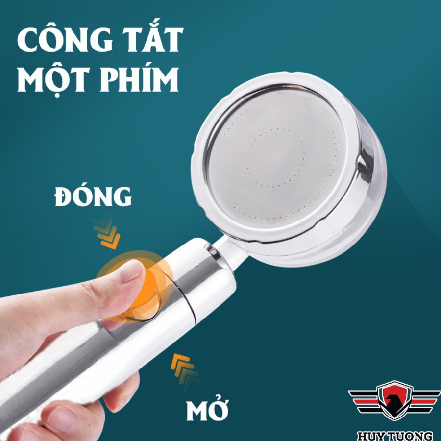 Tay vòi sen tắm cánh quạt tích hợp xoay 360 độ, phím đẩy on/off thông minh - HUY TUONG