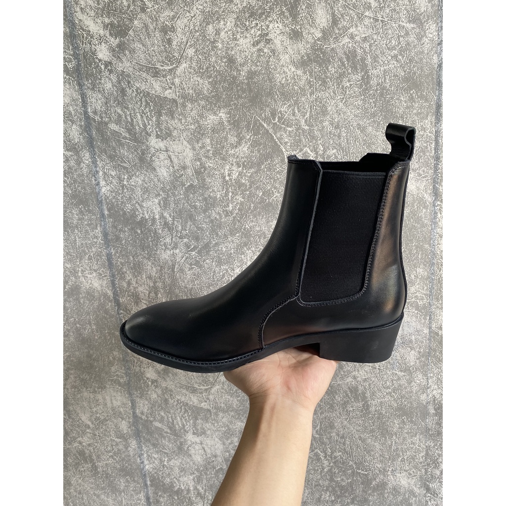 Giầy Chelsea Boots Da bò nhập khẩu, Độ Bóng Nhẹ, Đế Độn 4.5cm Cao Cổ (Bảo Hành 6 Tháng 1 Đổi 1)