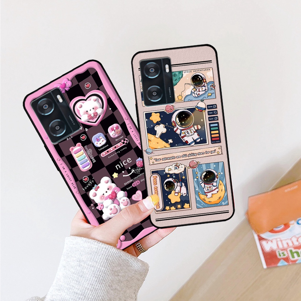 Ốp lưng Oppo A57 2022 hình gấu, vũ trụ ngân hà chibi. ốp chống sốc bền đẹp