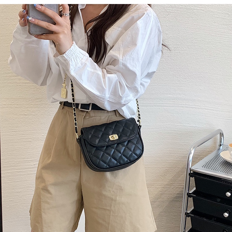 Túi Đeo Vai Dây Xích Họa Tiết Hình Thoi Thời Trang Cho Nữ