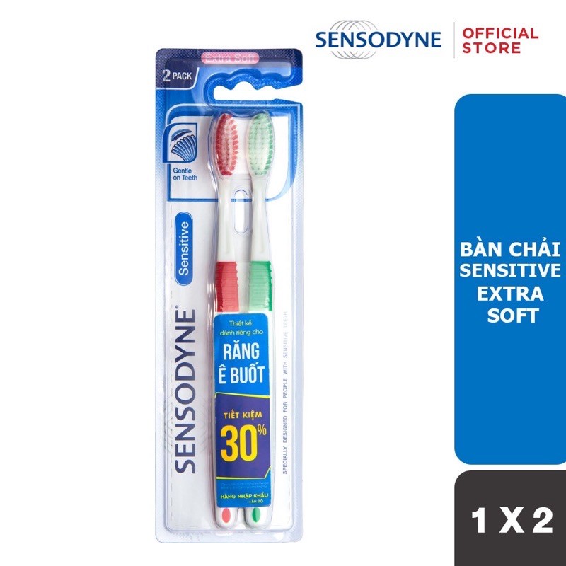 Bộ 2 bàn chải đánh răng Sensodyne Sensitive cho răng ê buốt (CHÍNH HÃNG)