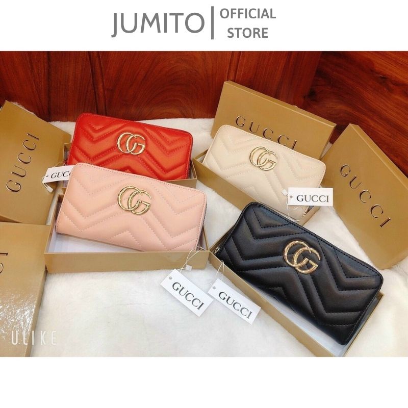 Ví nữ da dáng dài cầm tay gập Gu.cci khóa kéo cao cấp fullbox JUMITO SB1519