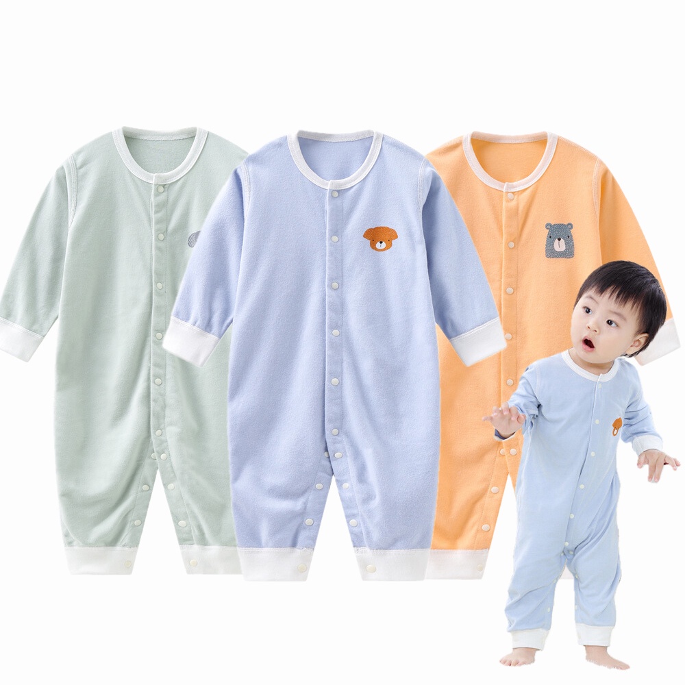 Bộ đồ ngủ tay dài 100% Cotton dễ thương dành cho trẻ sơ sinh 0~12 tháng