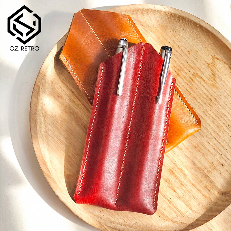 Bao Da Đựng Bút Handmade Pen Case Double Barels (Có Thể Đựng Các loại Bút Cảm Ứng Stylus Pen)