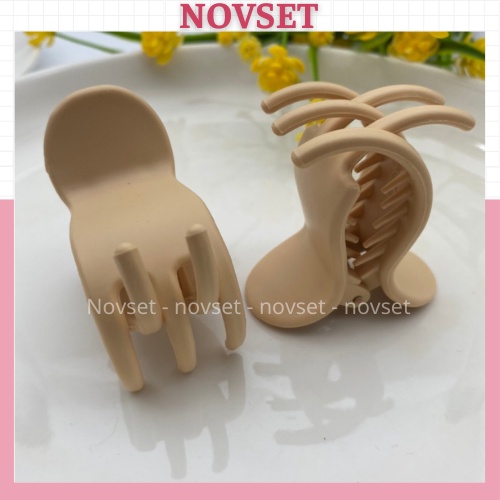 kẹp càng cua NOVSET kẹp tóc càng cua màu socola cao cấp thiết kế kiểu dáng bầu tròn
