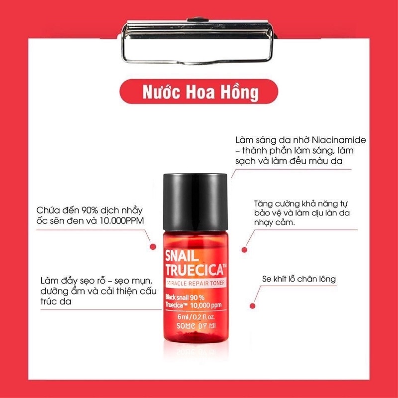 Nước Hoa Hồng Snail Truecica Miracle Repair Toner Some By Mi 6ml/30ml