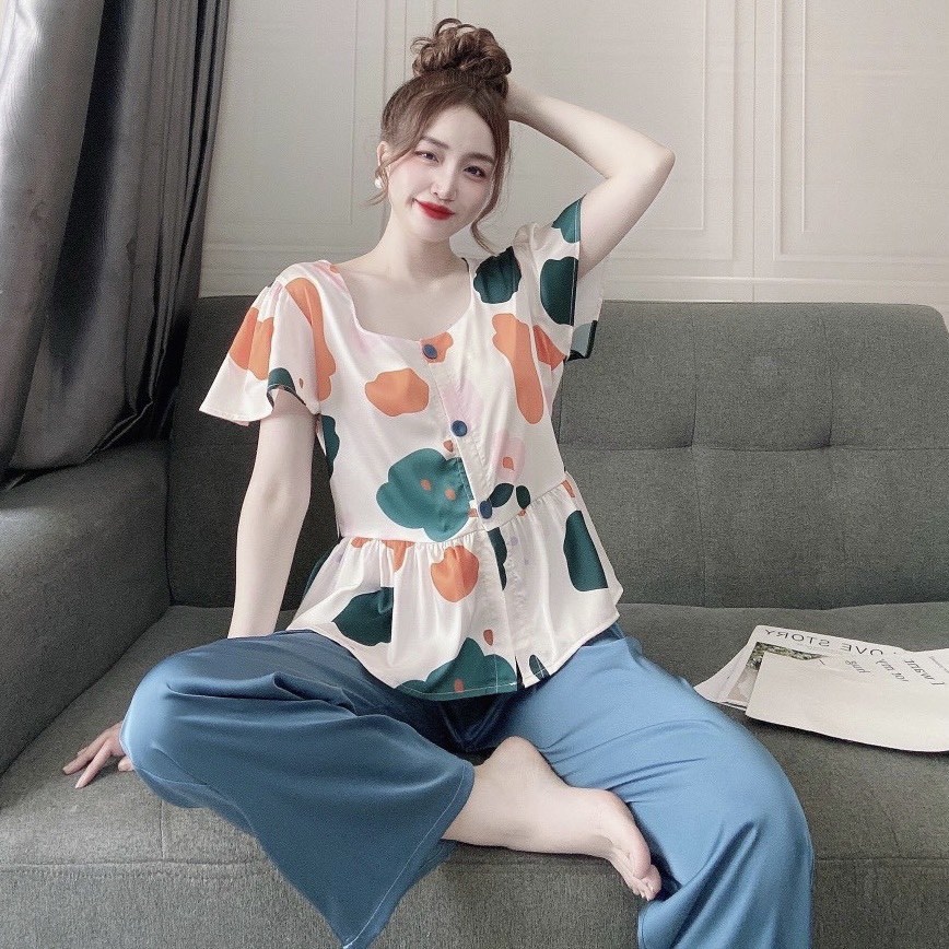 Bộ dài TN lụa latin phối cổ tròn BBD | BigBuy360 - bigbuy360.vn