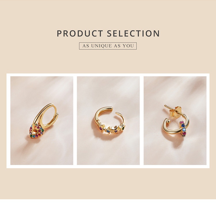 1 Khuyên tai Bamoer SCE1148 bằng bạc 925 màu vàng không gây dị ứng thời trang quà tặng cho nữ và bạn gái