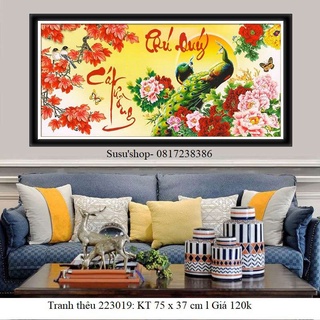 Tranh thêu chữ thập ( giá sỉ) Phú Quý Cát Tường 223019-75x37cm, 88822 (89x40cm)