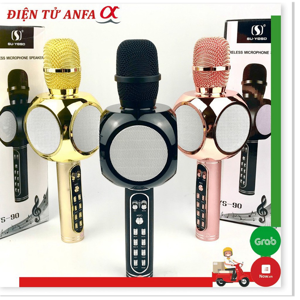 Micro Karaoke Bluetooth YS-90 mic hát karaoke chất lượng tốt - Hỗ trợ ghi âm - BH 6 THÁNG