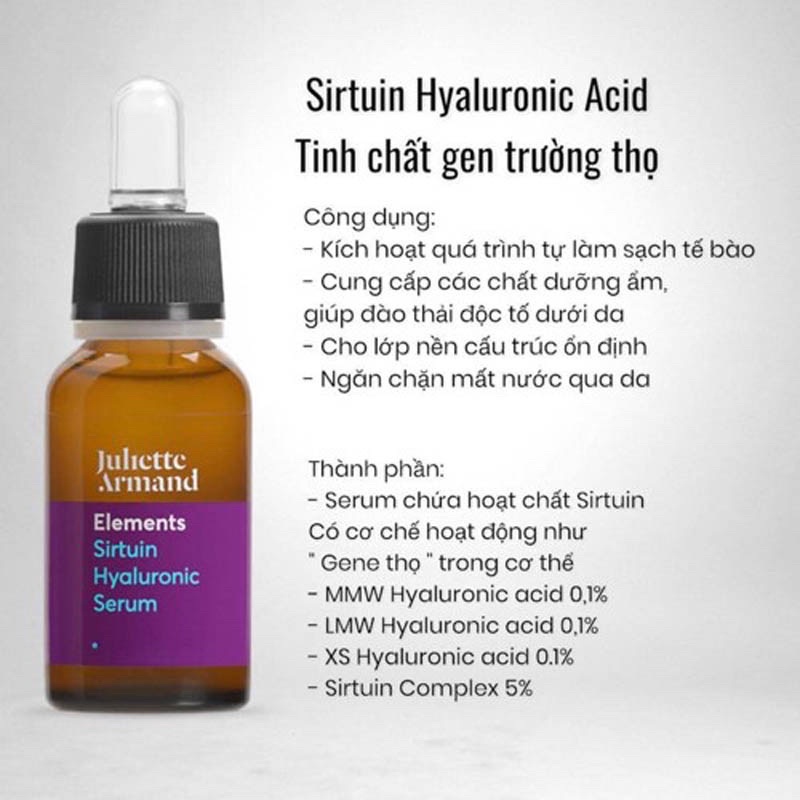 *Lưu mã 15% trên sản phẩm* Juliette Armand Sirtuin Hyaluronic Serum Tinh chất trường thọ dưỡng ẩm
