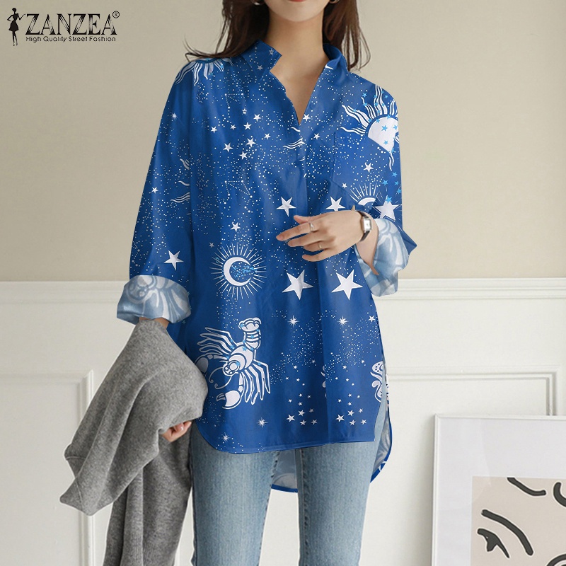 Zanzea Áo Sơ Mi Tay Dài Có Túi Dáng Rộng Thời Trang Dành Cho Nữ