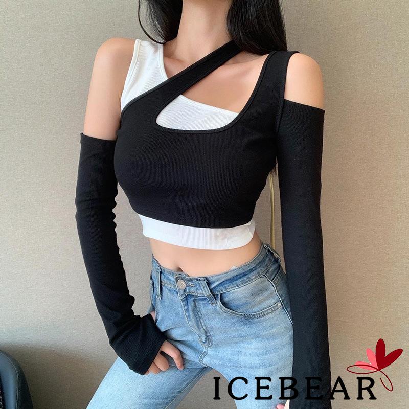 Áo Thun Tay Dài Thiết Kế Khoét Vai Quyến Rũ