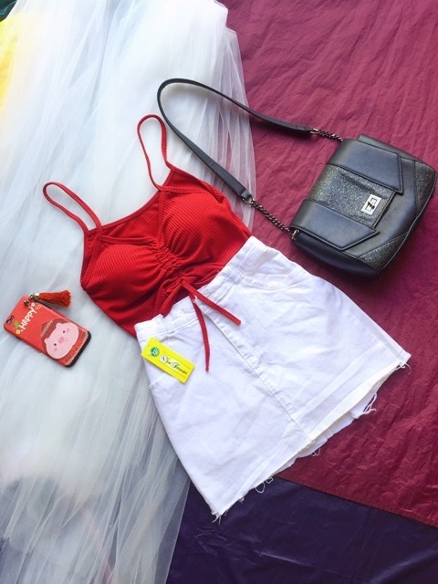 Chân váy kaki jean ngắn tua rua có lót trong - hình và clip thật - B5U