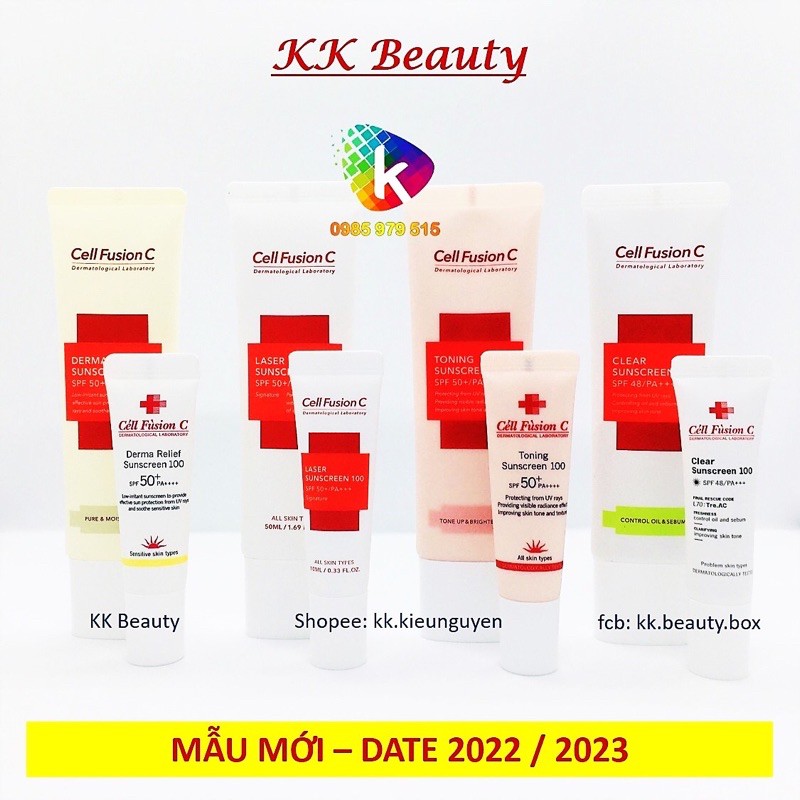 (Đủ Bill) Kem chống nắng Cell Fusion C Laser / Clear / Toning Suncreen Đỏ / Xanh