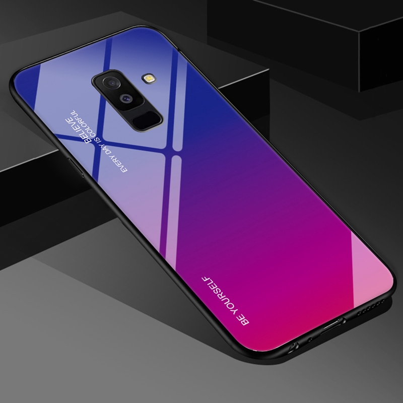 Ốp điện thoại kính cường lực màu gradient cho Samsung Galaxy A6/A6 Plus 2018/S8