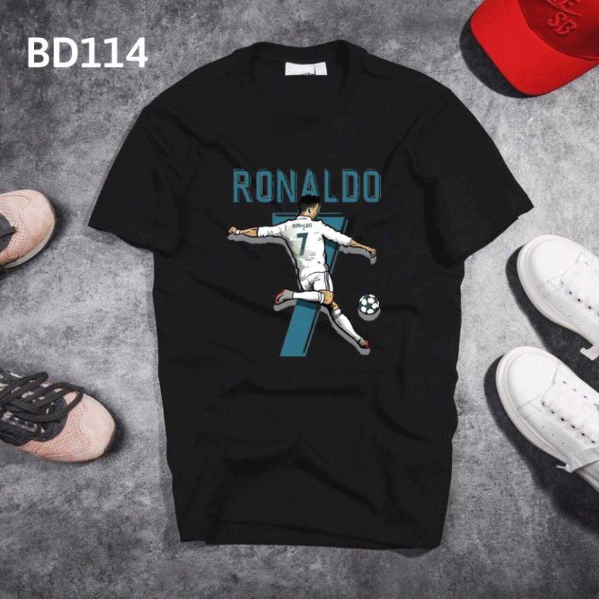 Áo Thun Hình Cristiano Ronaldo CR7 ,Vải Mềm Mịn, Co Giản Thấm Hút, Áo Trắng Đen Tay Ngắn,Nam Nữ Đều Mang Được Mã BD114