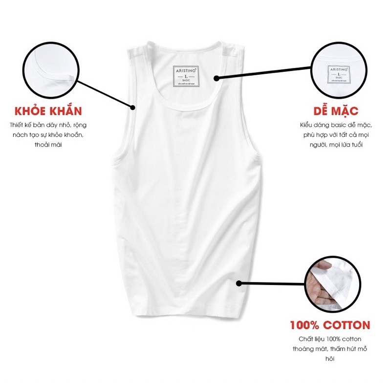 Áo Ba Lỗ Nam ARISTINO Chất  Cotton Basic ATTR05 - AC21