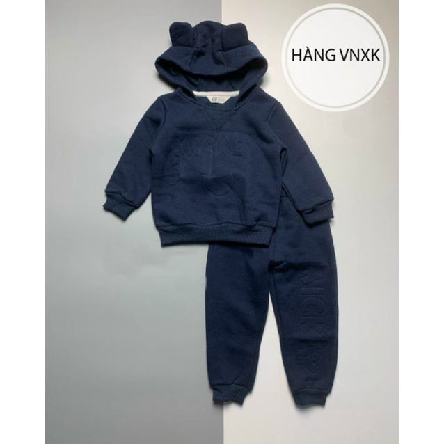 BỘ NỈ MICKKY MÀU THAN CÓ MŨ TAI GẤU CHO BÉ