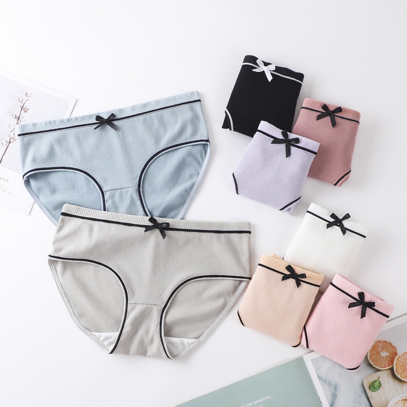 Quần Lót Cotton Thoáng Khí Đính Nơ Ruy Băng Chống Vi Khuẩn Thoáng Khí Cho Nữ