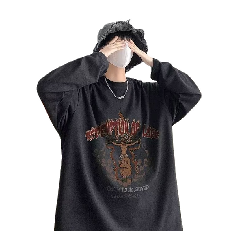 Áo Thun Tay Dài Dáng Rộng In Chữ Thoải Mái Thời Trang Cho Nam Và Nữ size M-5XL