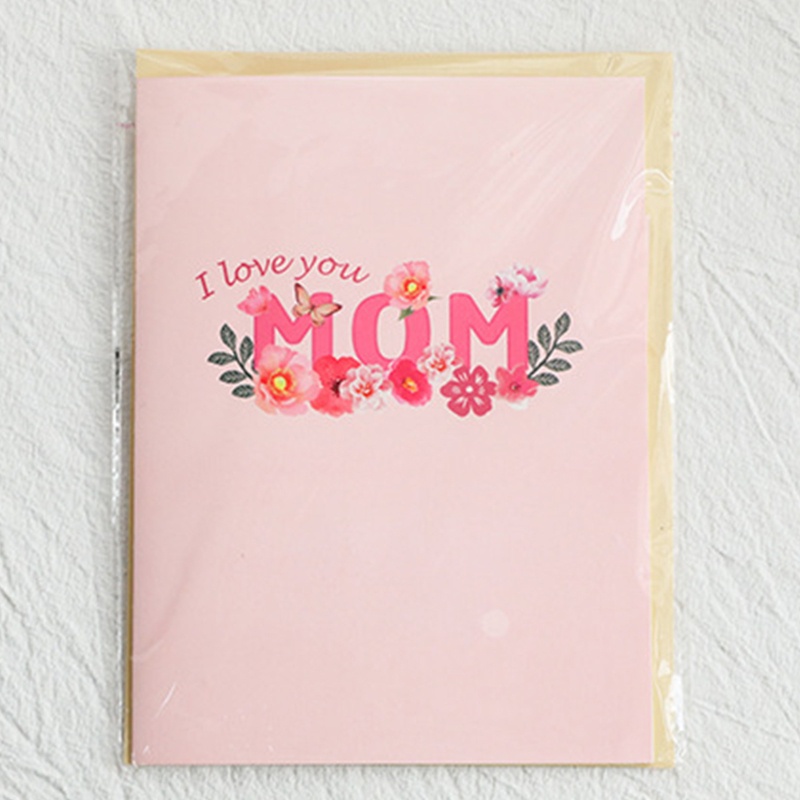 Thiệp Chúc Mừng Ngày Của Mẹ 3D Có Chữ I Love You Mom