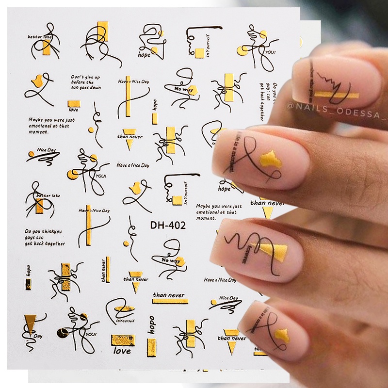 Tờ miếng dán trang trí móng tay nghệ thuật UR SUGAR 3D ánh kim lấp lánh thời trang