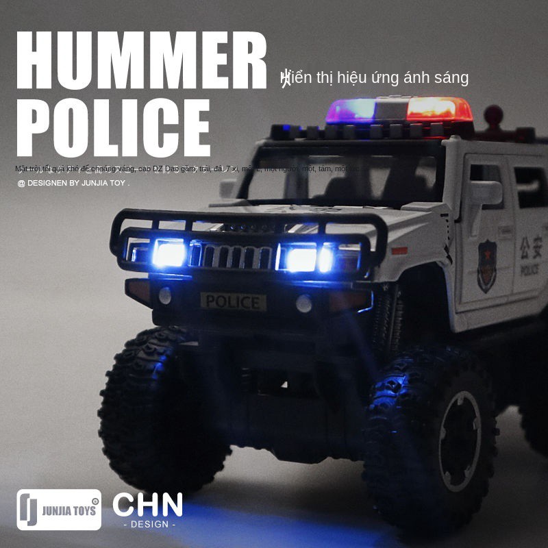Hợp kim mô phỏng xe cảnh sát Hummer sáu bánh xe cảnh sát đặc nhiệm Xe ô tô đồ chơi trẻ em Boy xe mô hình ô tô 110