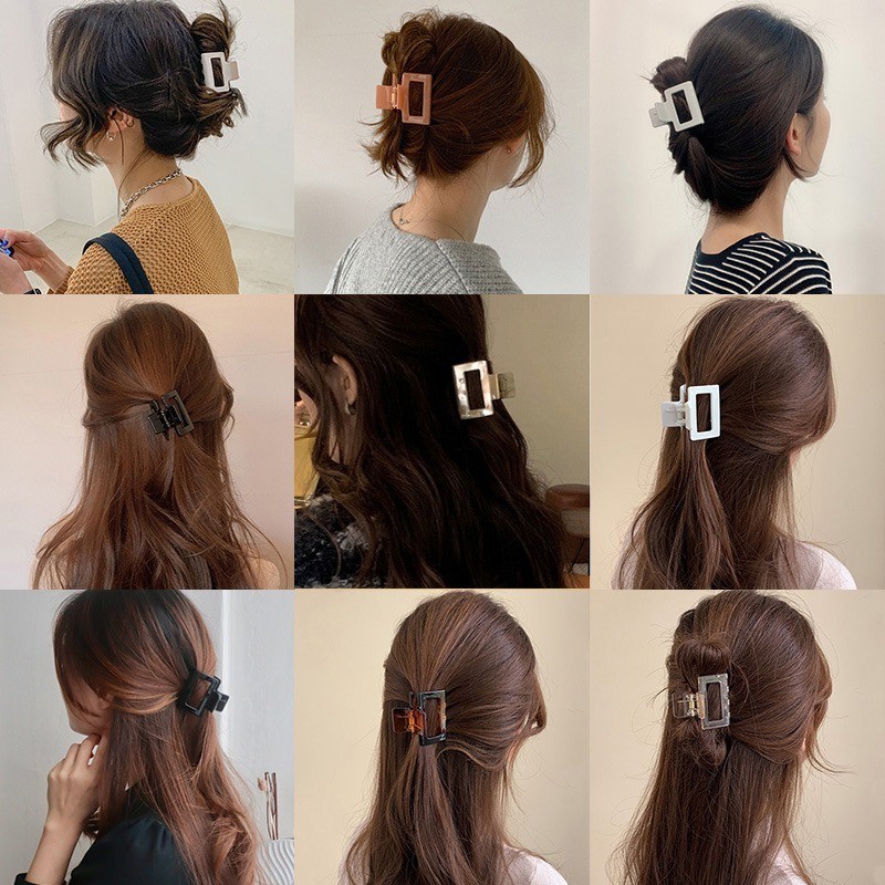 Kẹp gắp tóc hình vuông thời trang retro Hàn Quốc