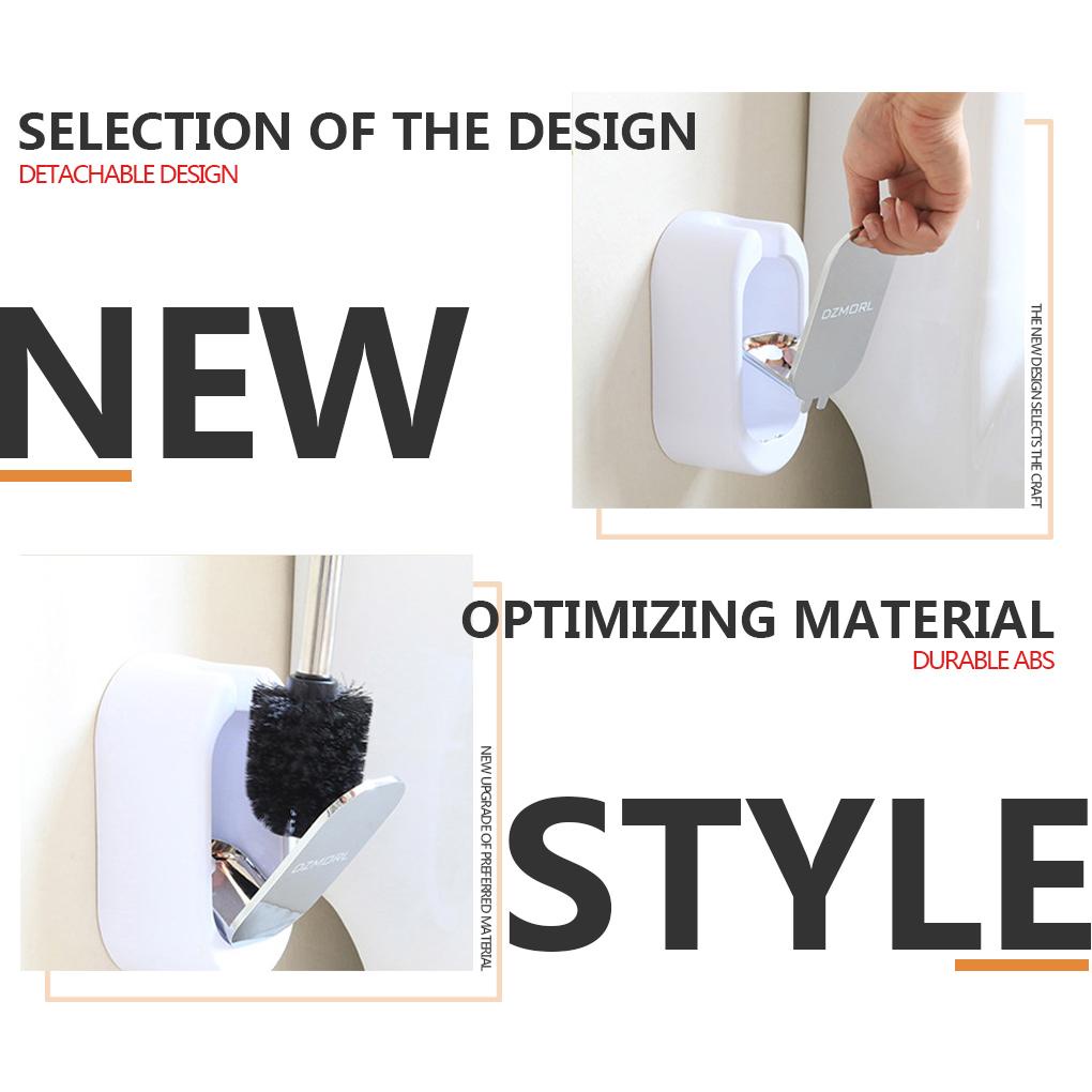 Bàn Chải Vệ Sinh Toilet Gắn Tường Bằng Thép Không Gỉ Kèm Hộp Đựng Giá Đỡ Tiện Lợi