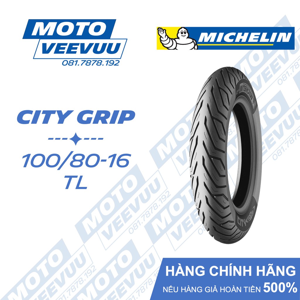 Lốp Michelin 100/80-16 TL/TT City Grip (Lốp không ruột)