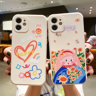 Ốp lưng iphone Cô gái hoa Happy cạnh vuông dành cho iphone đủ mã e76