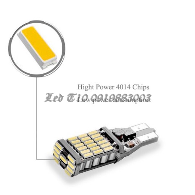 1 bóng đèn LED T15 4014 45SMD Canbus 12V đèn lùi, báo rẽ, demi ô tô xe máy