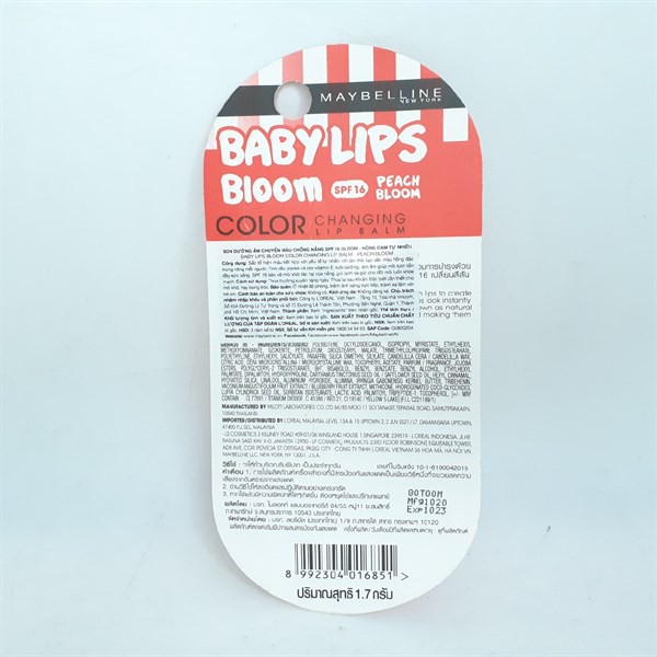 Son dưỡng Maybelline Baby Lips Peach Bloom 6H 1.7g