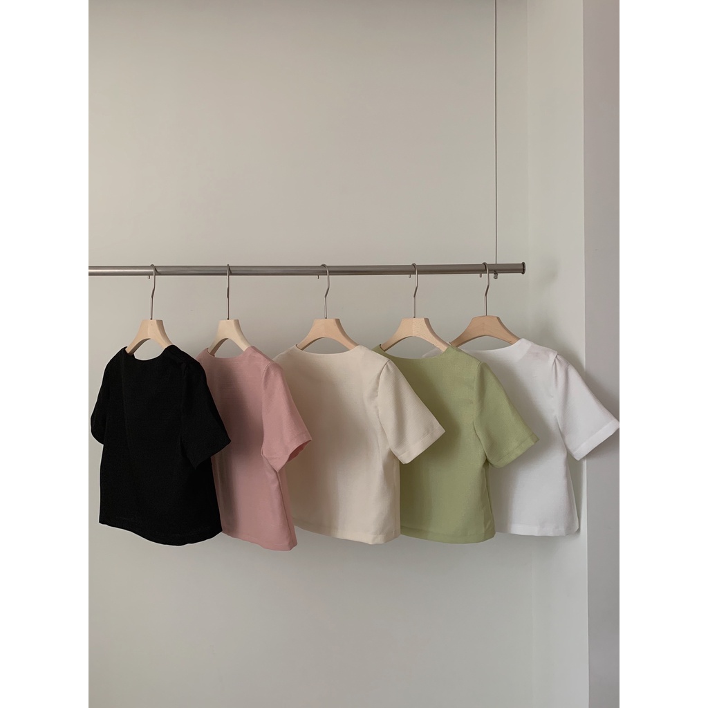 [KS-SM12] Sơmi Cổ Tròn Basic, Sơmi Croptop Cộc Tay, Sơmi Cổ Tàu Chất Voan Phong Cách Hàn Quốc 29August | BigBuy360 - bigbuy360.vn