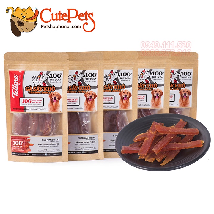 Bánh thưởng cho chó, Gà sấy khô Tellme 60g - Phụ kiện thú cưng Hà Nội