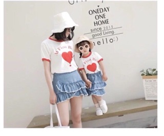 Set áo đôi mẹ con trái tim