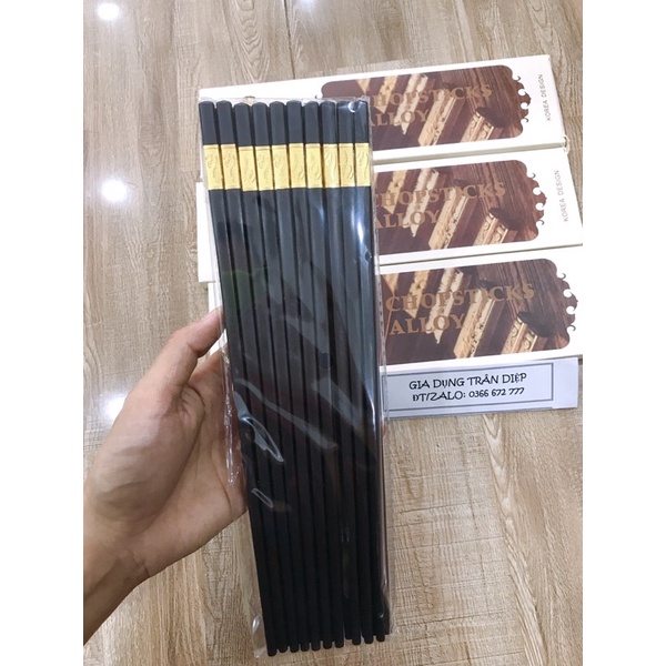 10 đôi đũa đen mạ vàng