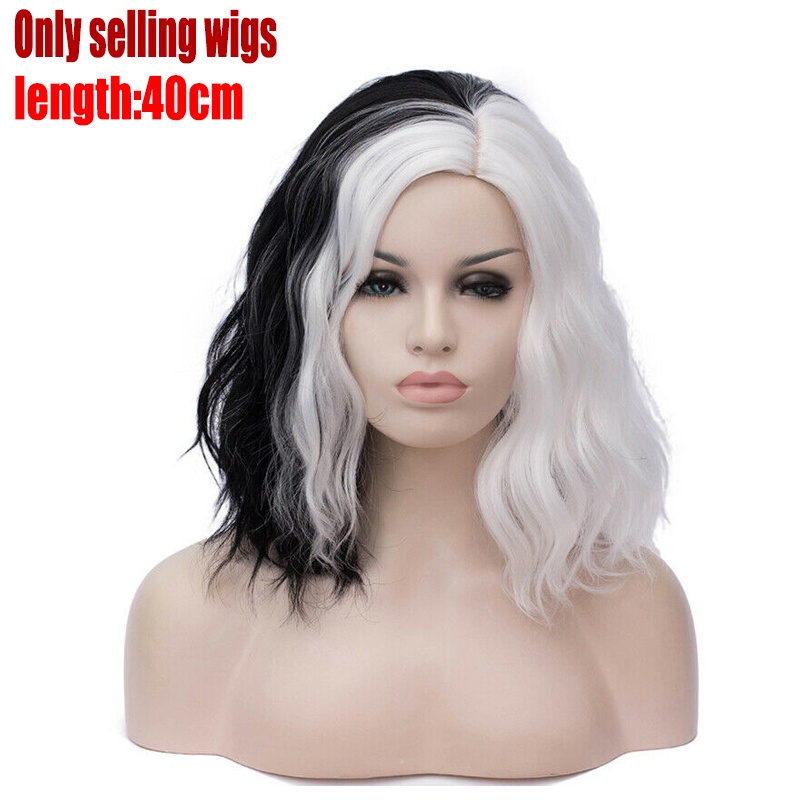 Bộ Tóc Giả Ngắn Xoăn Màu Trắng Đen Cho Nữ | BigBuy360 - bigbuy360.vn