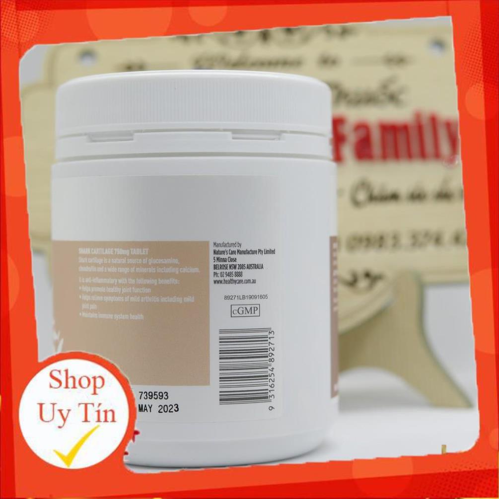 Healthy Care Shark Cartilage 750mg - Hỗ trợ điều trị các vấn đề về cơ xương khớp - 60 viên