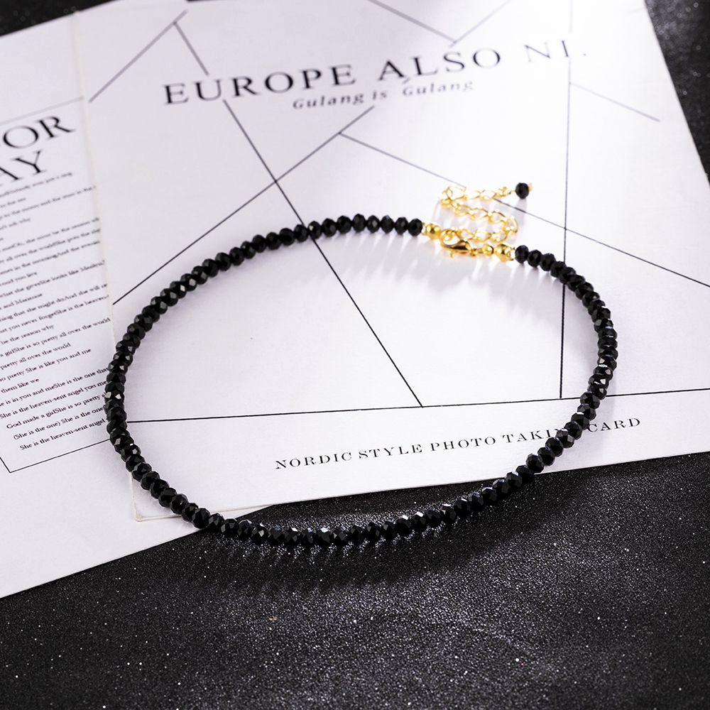 Vòng Cổ Choker Đính Đá Pha Lê Đen Quyến Rũ