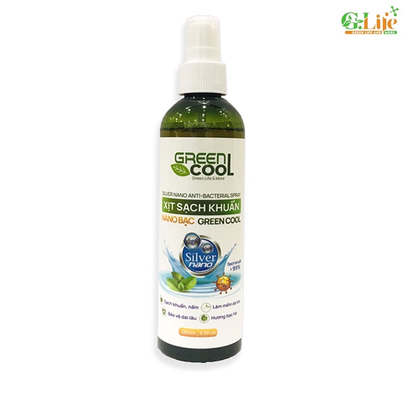 Xịt kháng khuẩn Nano Bạc GreenCool hương bạc hà - An toàn cho cả trẻ em, nhỏ gọn dễ mang theo đi làm và đi học