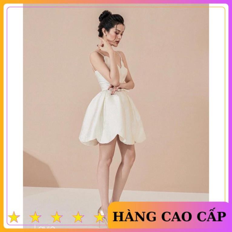 [HÀNG CAO CẤP] Đầm hai dây Gấm xoè hoa dự tiệc - đi chơi xinh đẹp - MN56