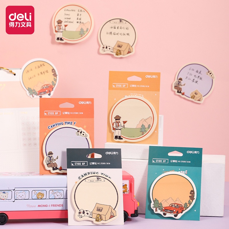 Set 30 Tờ Giấy Ghi Chú Họa Tiết Hoạt Hình Nhiều Màu Dễ Thương