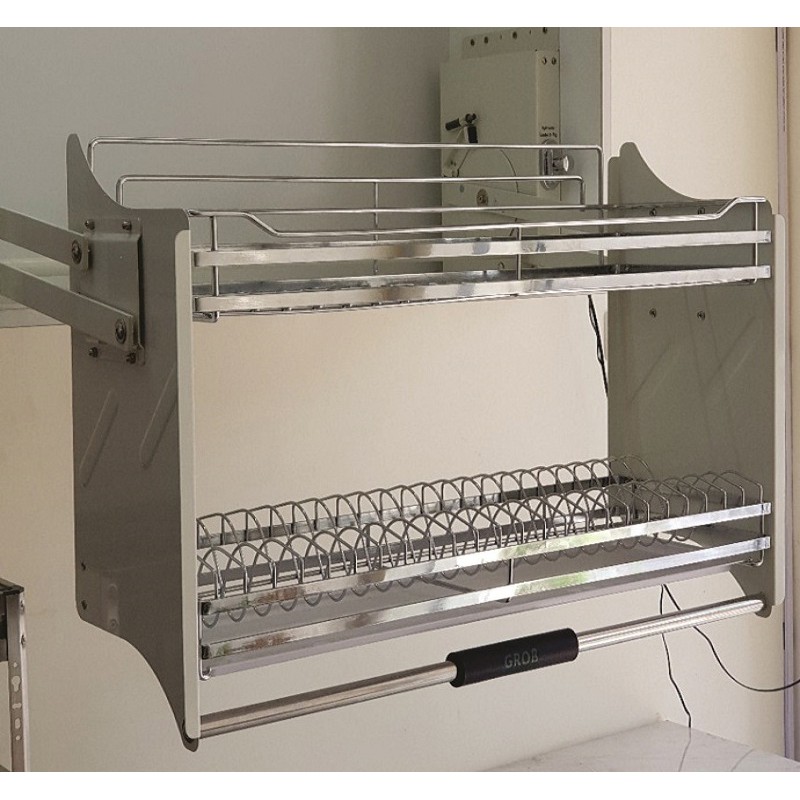 Giá để bát đĩa nâng hạ bằng chất liệu Inox mạ Crome bóng cao cấp của Grob, hàng nhập khẩu | BigBuy360 - bigbuy360.vn