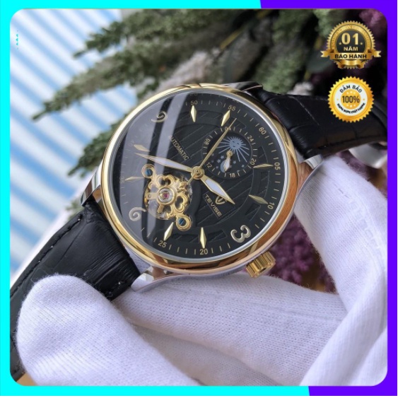 Đồng hồ cơ nam automatic dây da cao cấp cực bền hiệu tevise chính hãng (tặng kèm hộp + Vòng Tay) | BigBuy360 - bigbuy360.vn